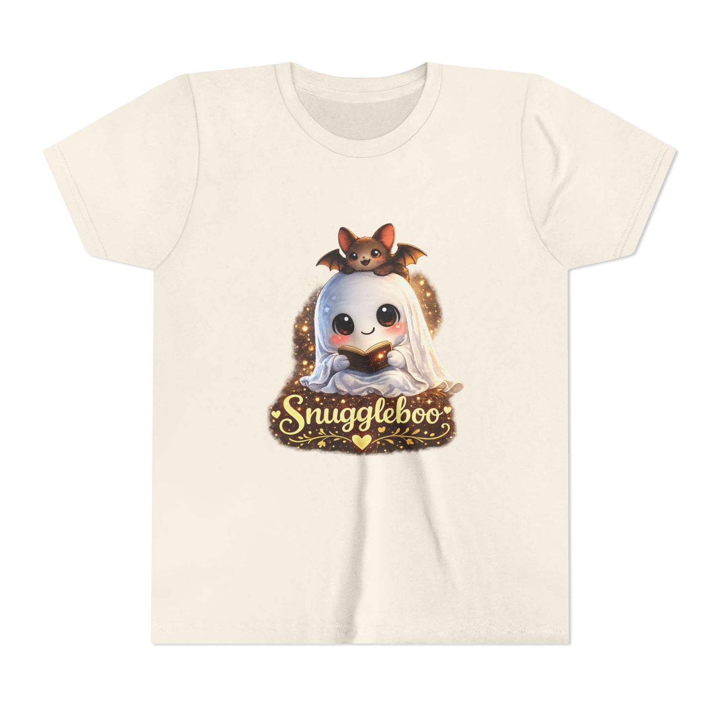 Youth Tee — "Snuggleboo" Cute Ghost & Bat Halloween Shirt