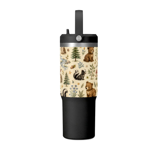Woodland Critter 32oz Tumbler — Cute Rabbit & Raccoon Travel Bottle