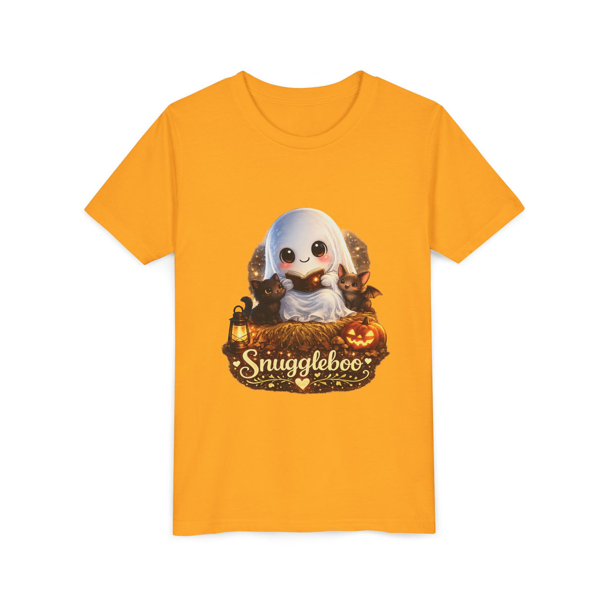 Kids Halloween Ghost Tee – "Snuggleboo" Cute Spooky Pumpkin Design