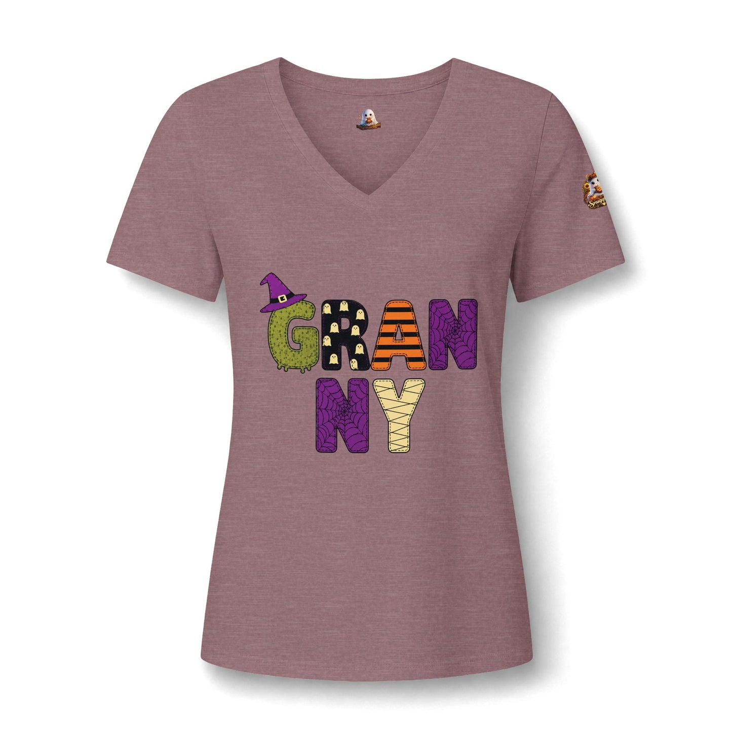 Granny Halloween V-Neck Tee — Women's 'GRANNY' Spooky Holiday Shirt