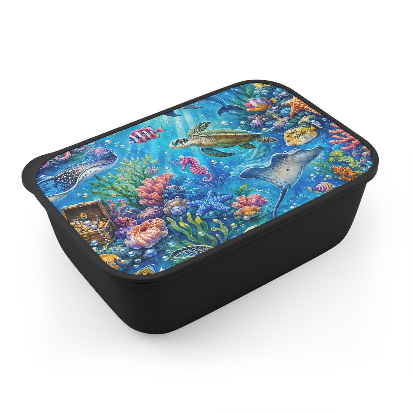 Ocean Life PLA Bento Box with Utensils – Sea Turtle & Reef Design