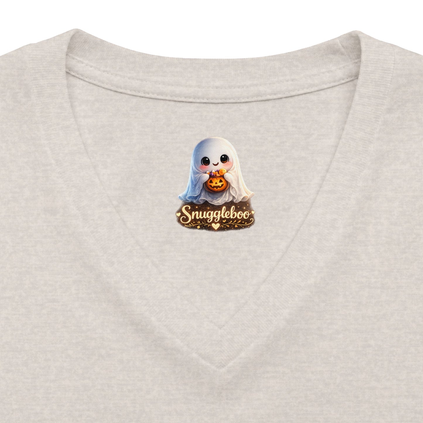 Vovó Halloween Tee — Cute Ghost & Pumpkin "Vovó" V-Neck Shirt