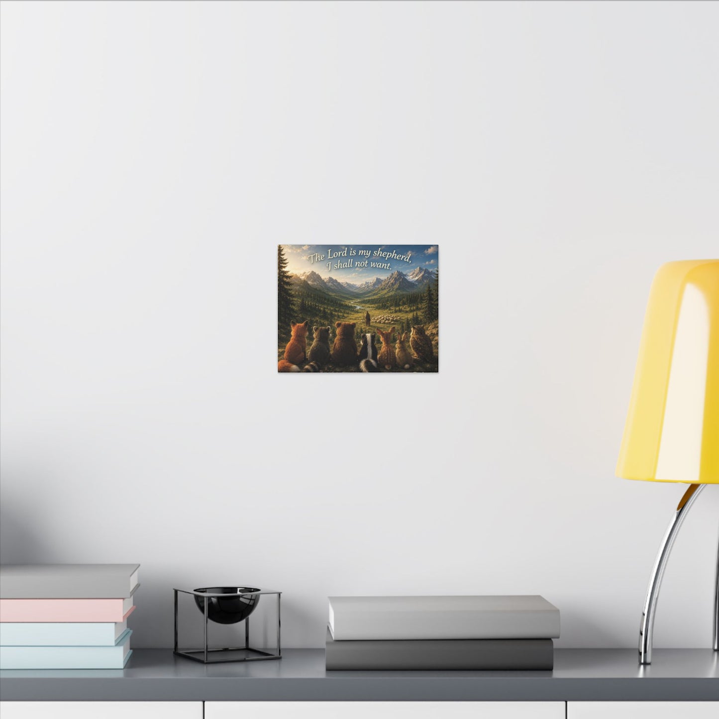 Inspirational Christian Canvas Print — "The Lord is my shepherd, I shall not want" Scenic Animal Friends Wall Art