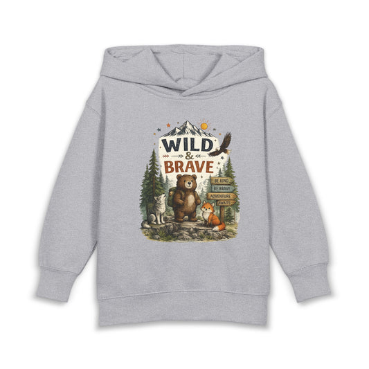 Wild & Brave Toddler Hoodie — Woodland Bear Adventure Pullover for Kids