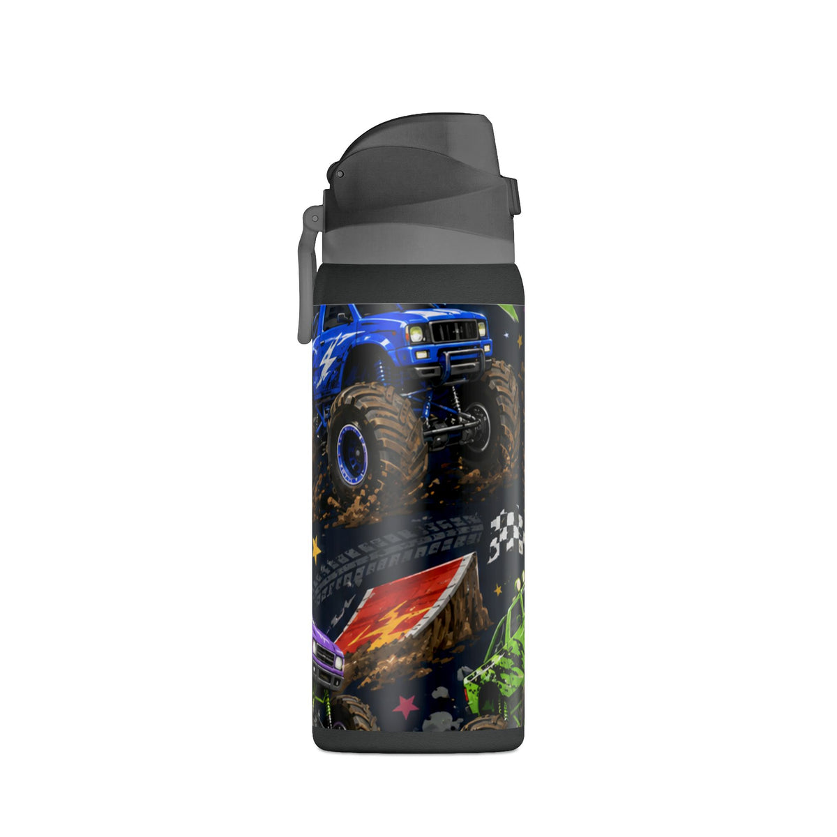 Monster Truck Insulated Water Bottle — 32oz Stainless Steel, Kids Racing Design