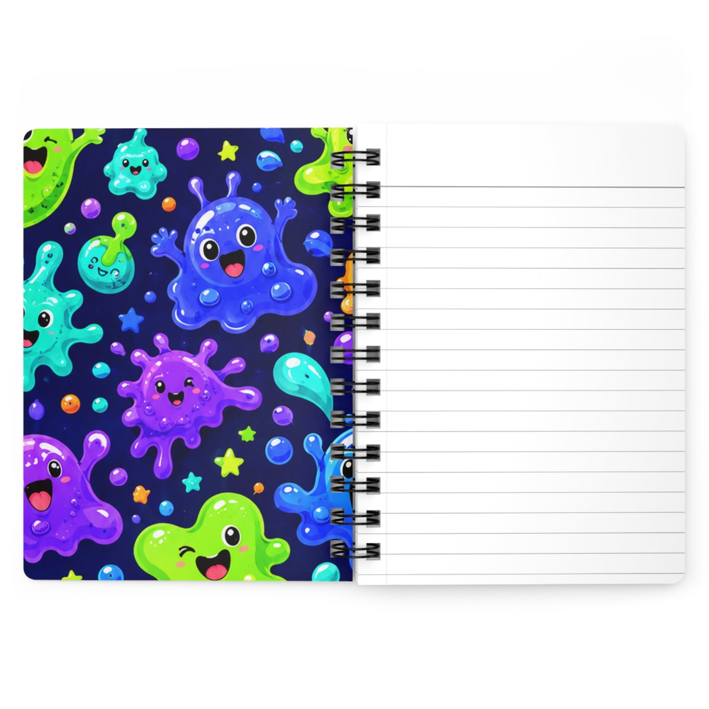 Kawaii Slime Monsters Spiral Notebook — Cute Colorful Journal for Kids & Teens