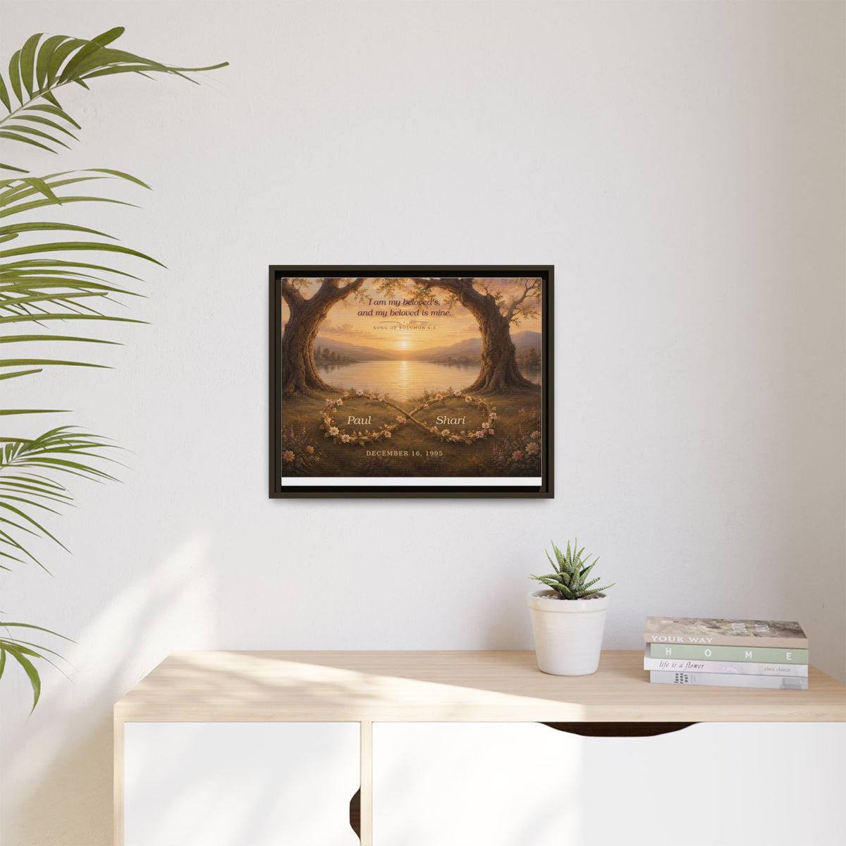 Framed Canvas Print — "I Am My Beloved's" Romantic Sunset Wall Art
