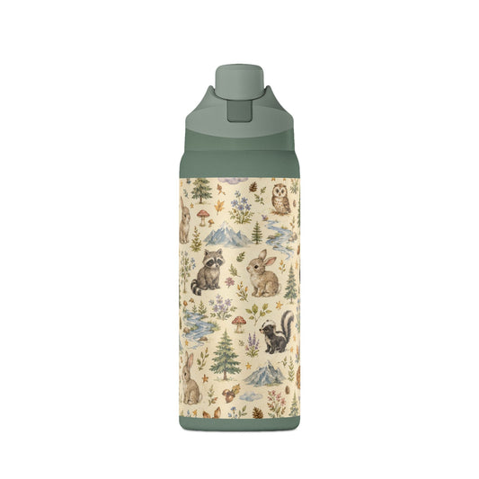 Insulated Water Bottle — Woodland Animals Pattern 32oz