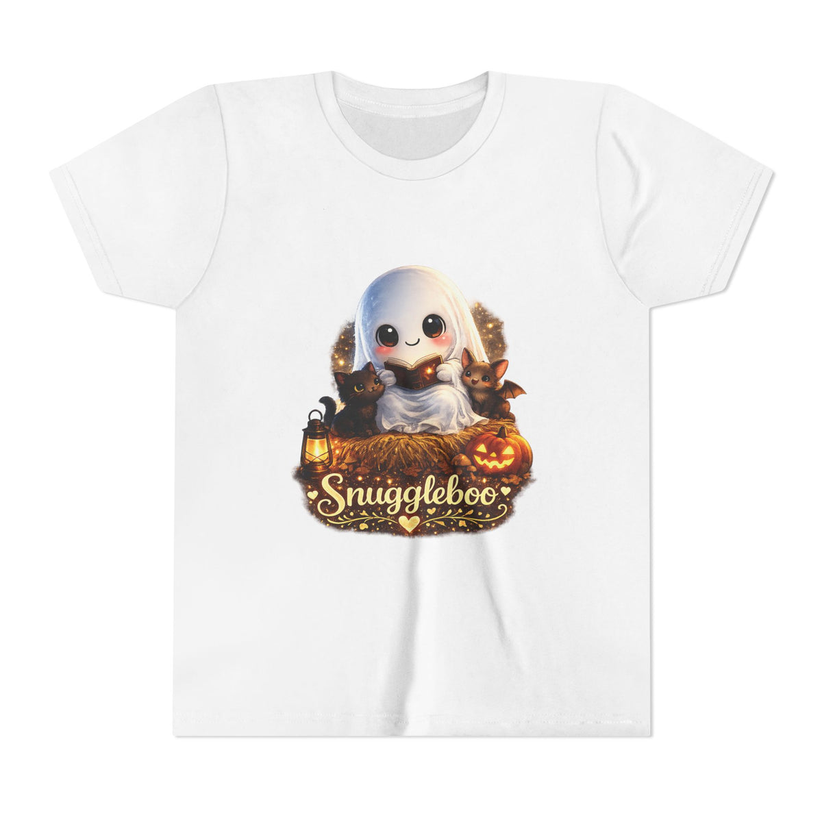 Kids Halloween Ghost Tee – "Snuggleboo" Cute Spooky Pumpkin Design