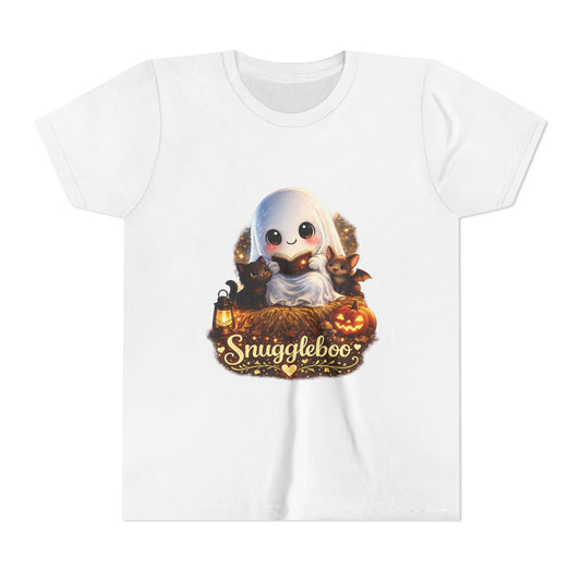 Kids Halloween Ghost Tee – "Snuggleboo" Cute Spooky Pumpkin Design
