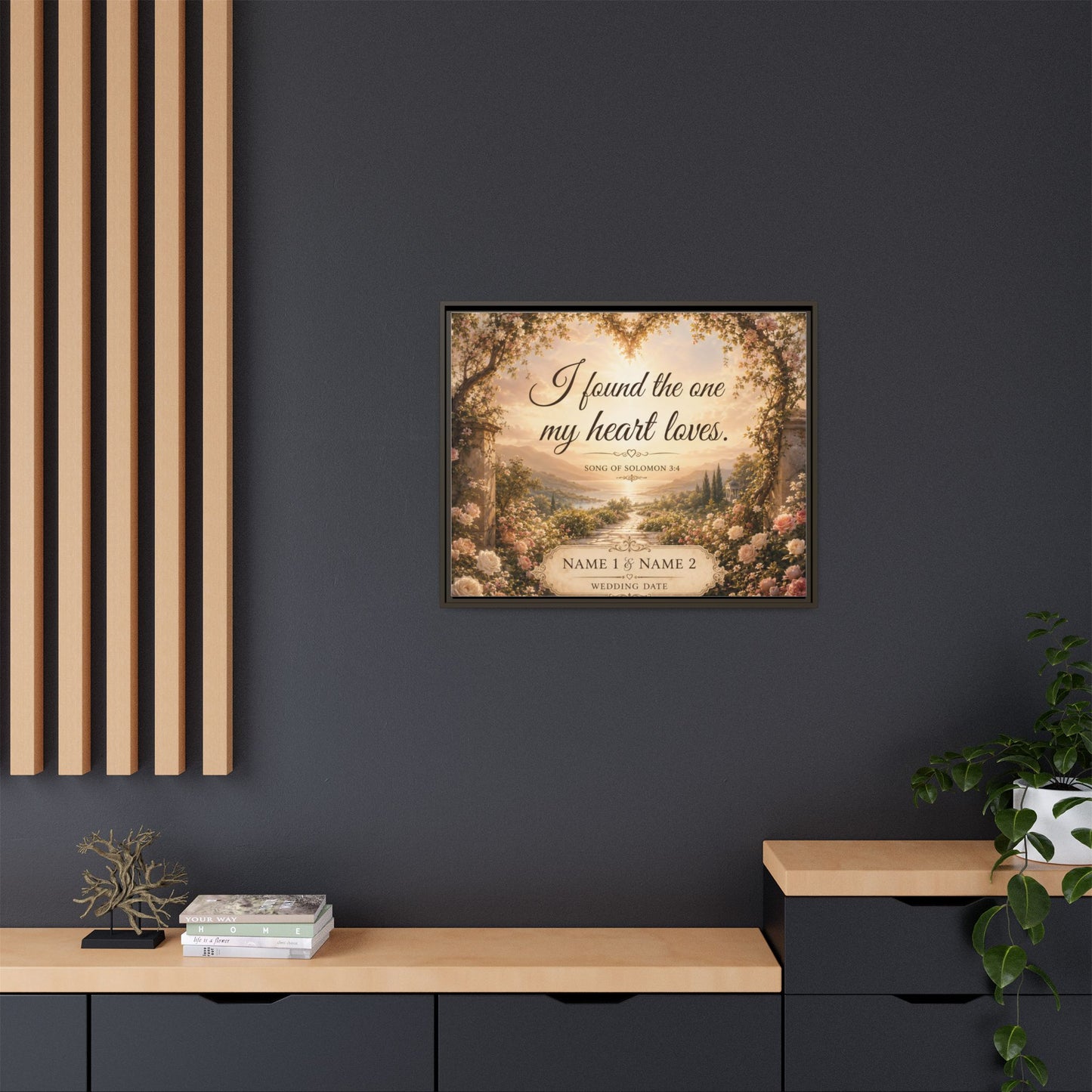 Framed Canvas Print — "I Found the One My Heart Loves" Personalized Wedding Art