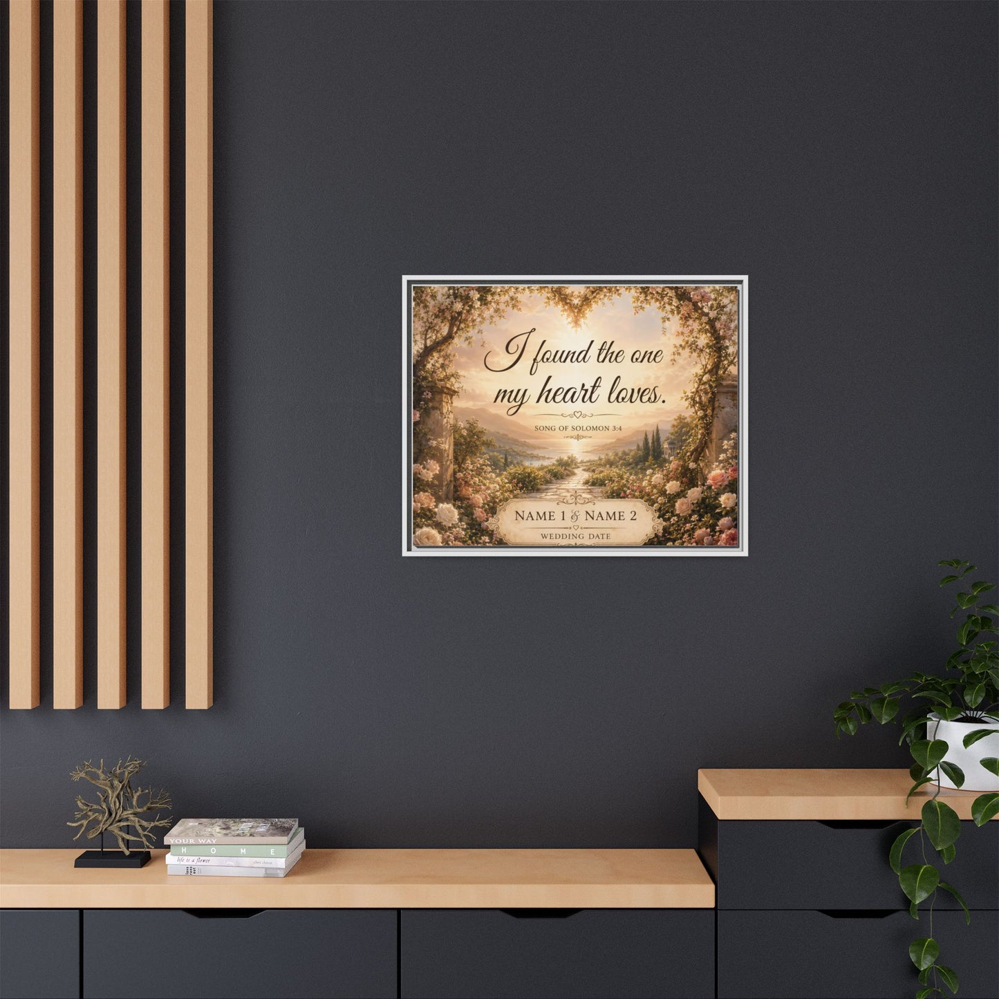 Framed Canvas Print — "I Found the One My Heart Loves" Personalized Wedding Art
