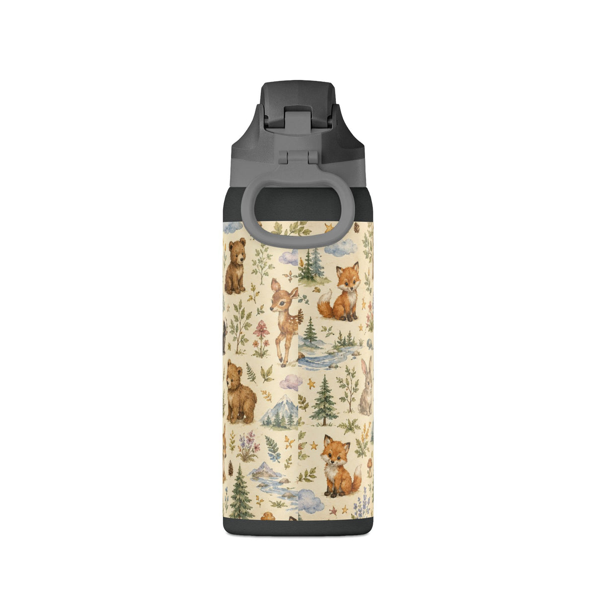 Insulated Water Bottle — Woodland Animals Pattern 32oz