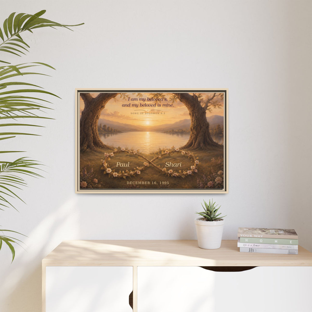 Framed Canvas Print — "I Am My Beloved's" Romantic Sunset Wall Art