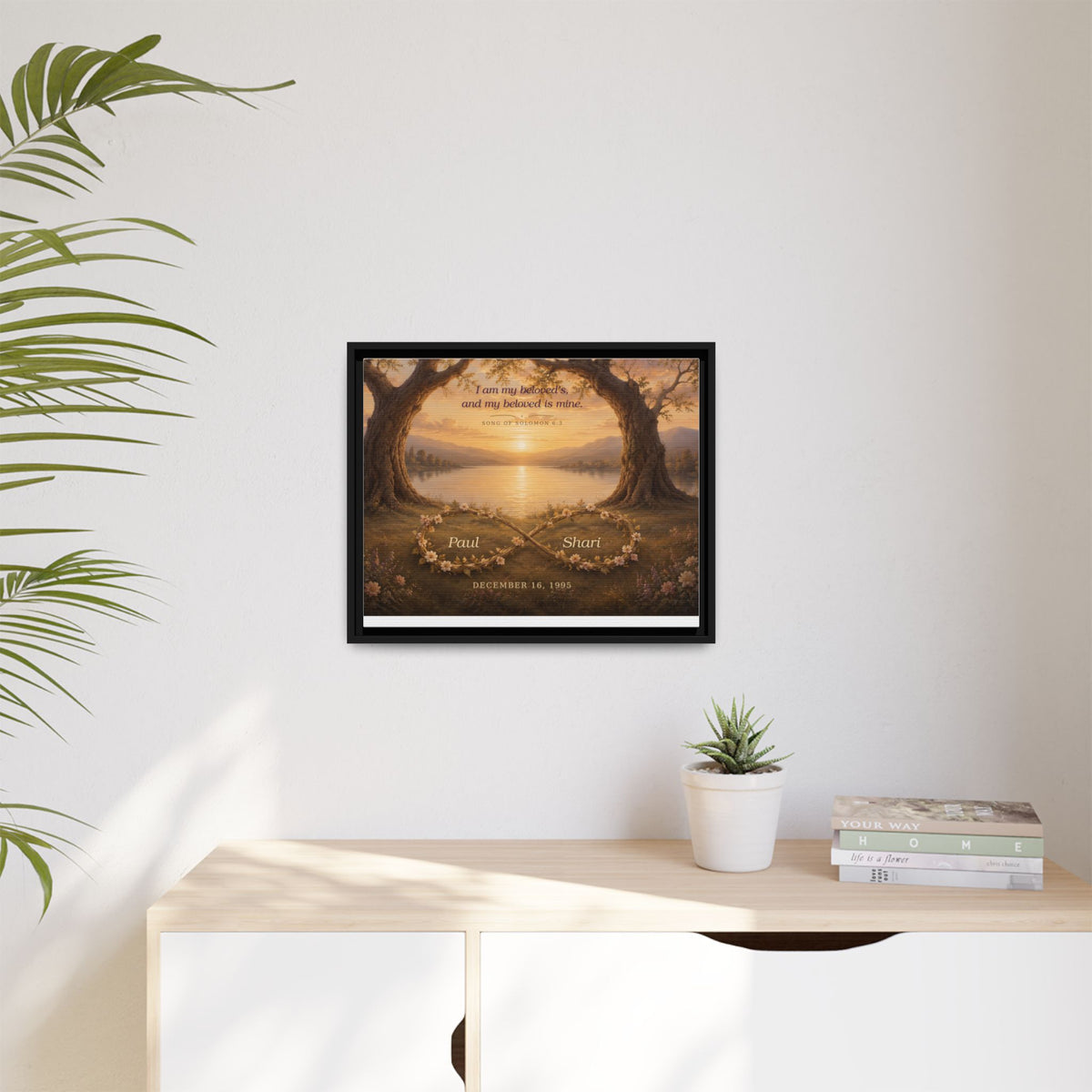Framed Canvas Print — "I Am My Beloved's" Romantic Sunset Wall Art