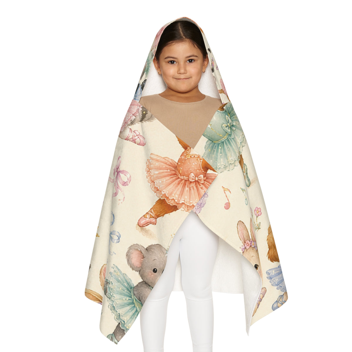 Kids Hooded Towel — Ballet Animal Friends (Bunny, Fox, Raccoon)