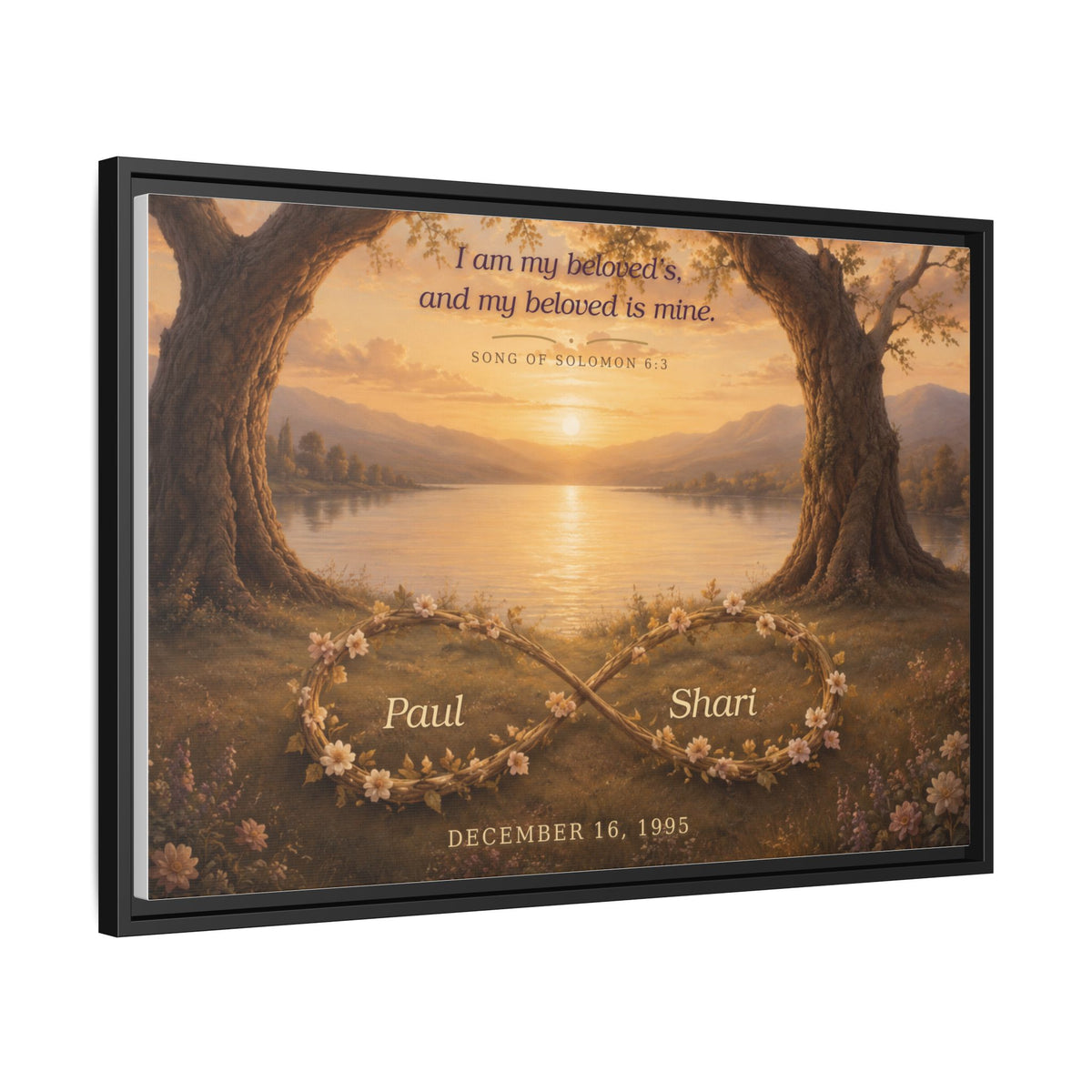 Framed Canvas Print — "I Am My Beloved's" Romantic Sunset Wall Art
