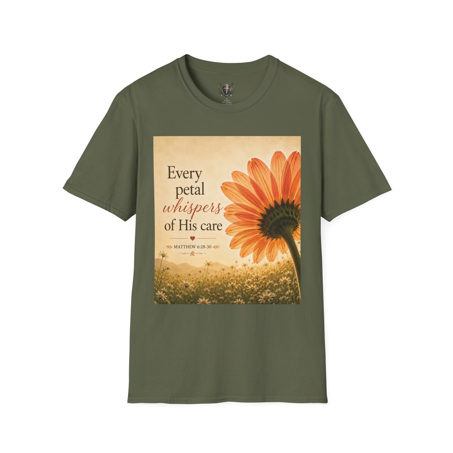 Sunflower Faith T‑Shirt — "Every Petal Whispers of His Care" Inspirational Tee