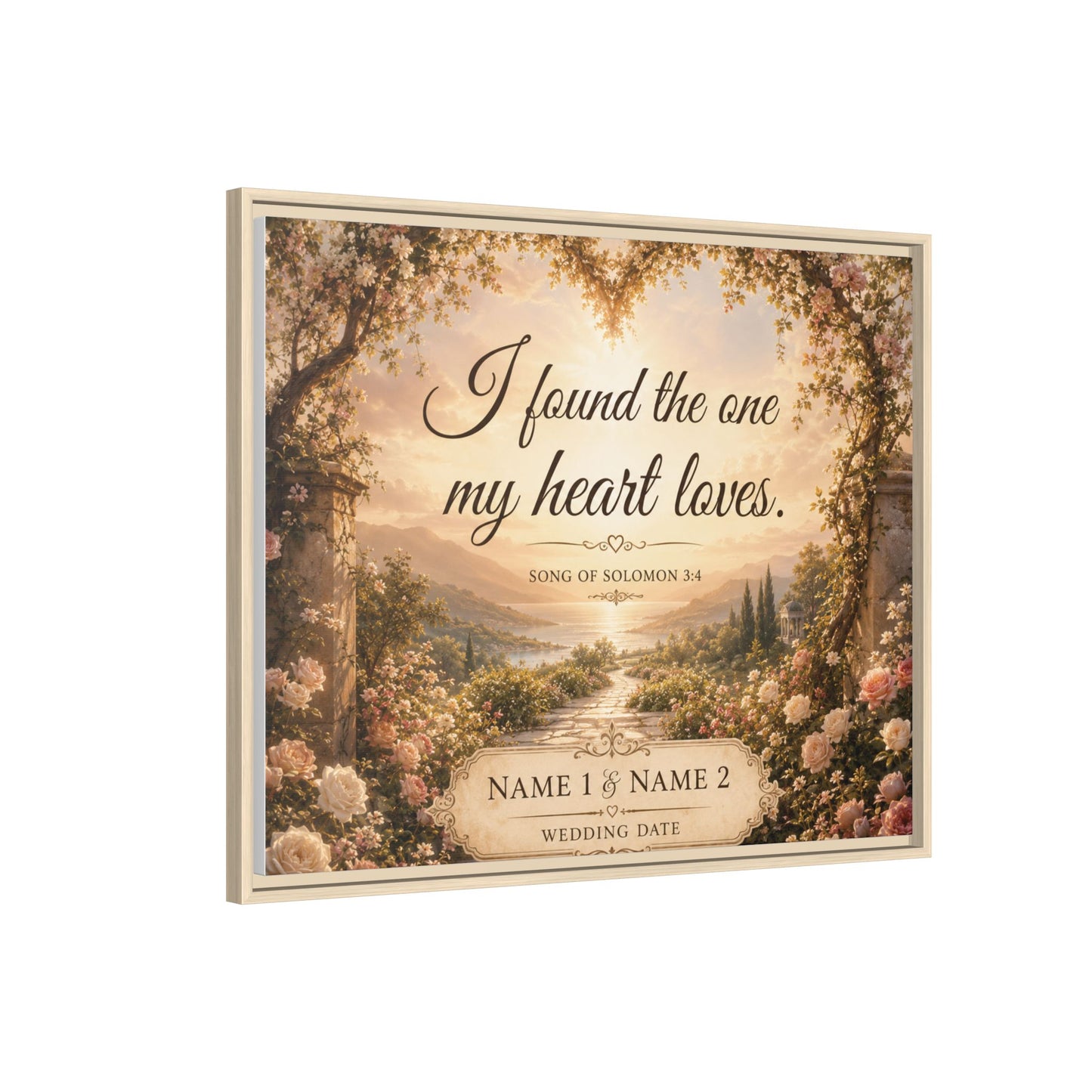 Framed Canvas Print — "I Found the One My Heart Loves" Personalized Wedding Art