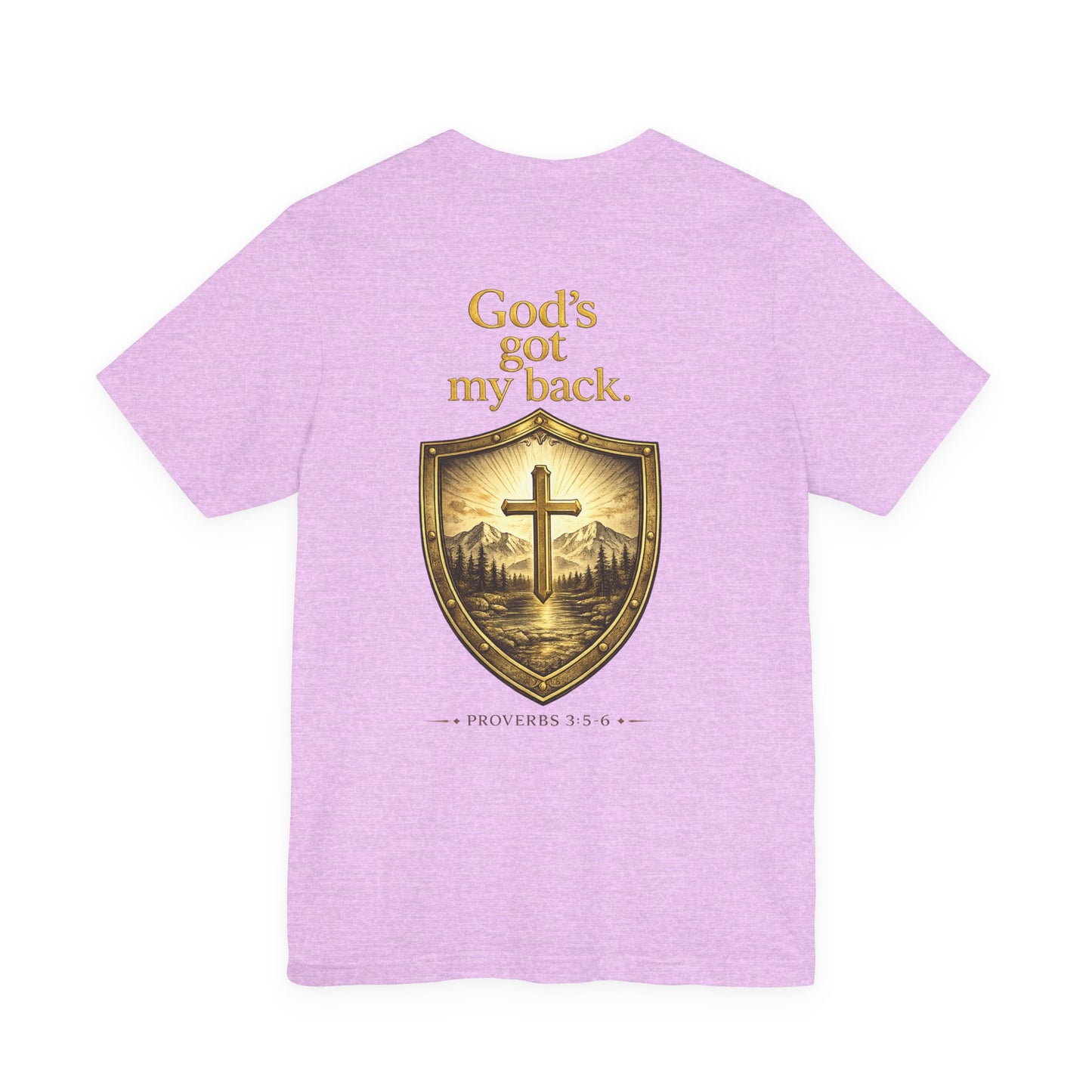 God's Got My Back Shield Tee — Christian Faith Cross T-Shirt