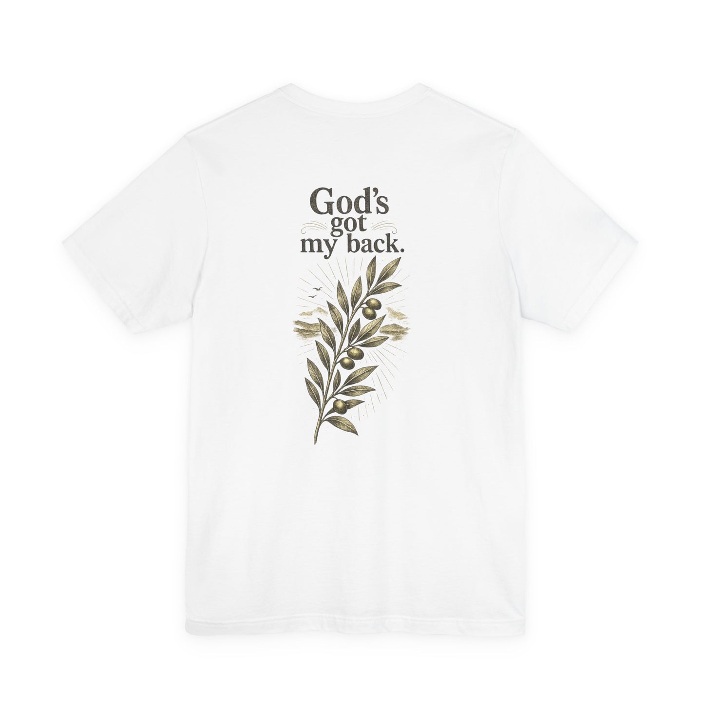 Christian Tee — "God's Got My Back" Floral Chest & Back Print
