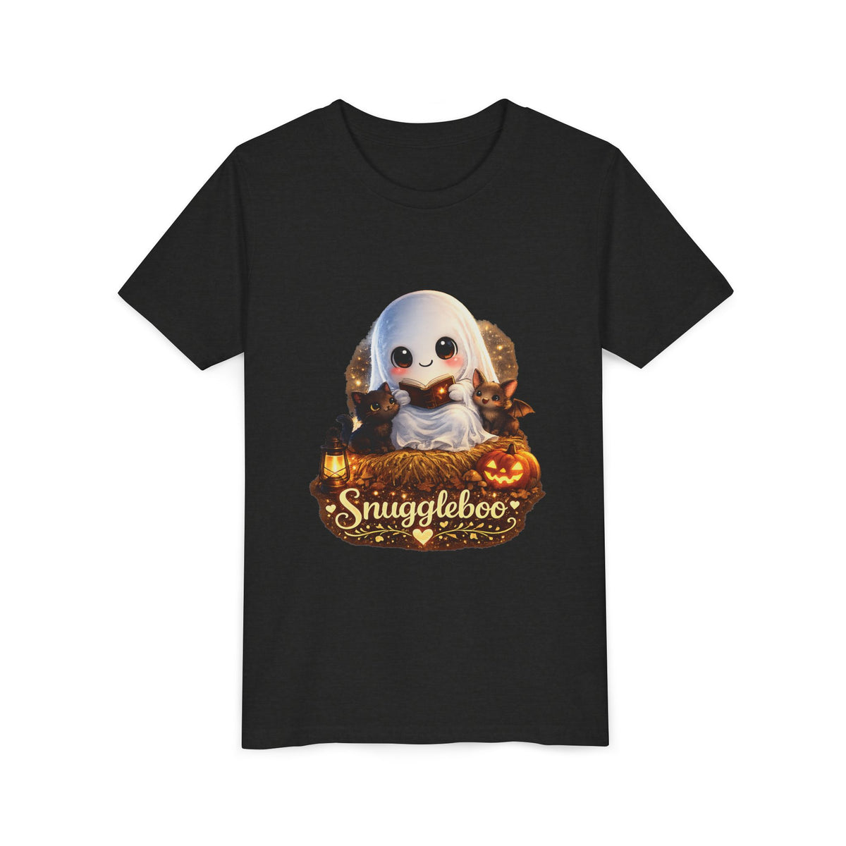 Kids Halloween Ghost Tee – "Snuggleboo" Cute Spooky Pumpkin Design