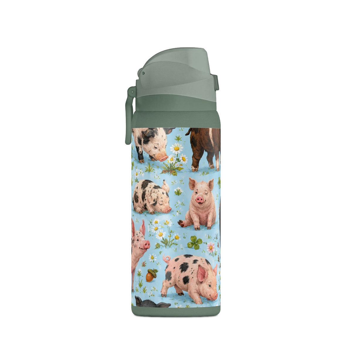 32oz Insulated Water Bottle — Cute Piglet Pattern Stainless Steel Tumbler