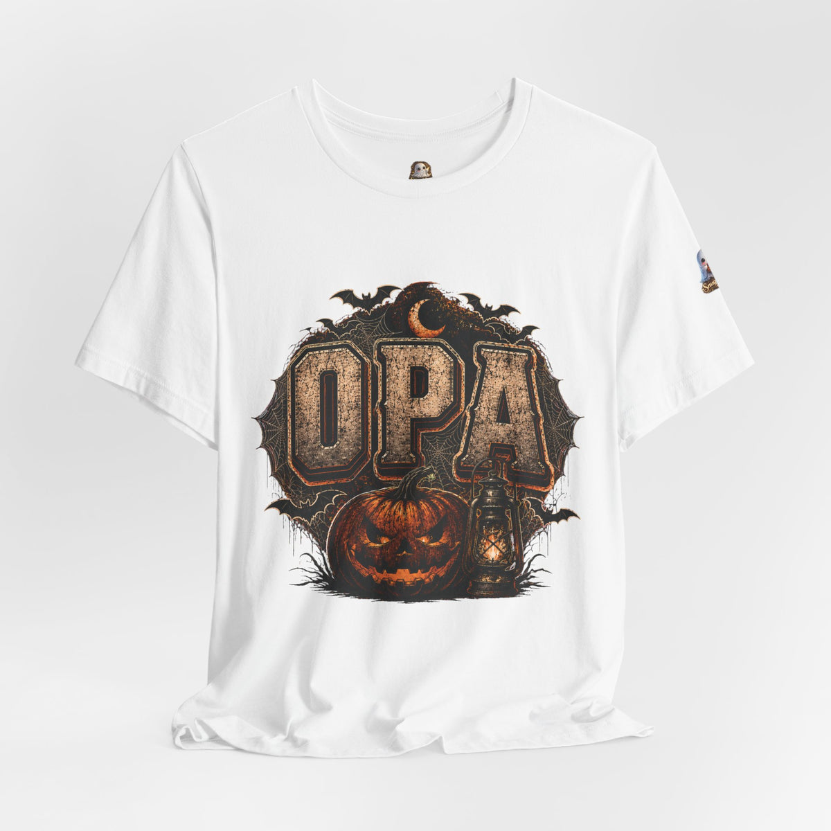 OPA Halloween Tee — Vintage Pumpkin, Lantern & Bat Graphic T-Shirt