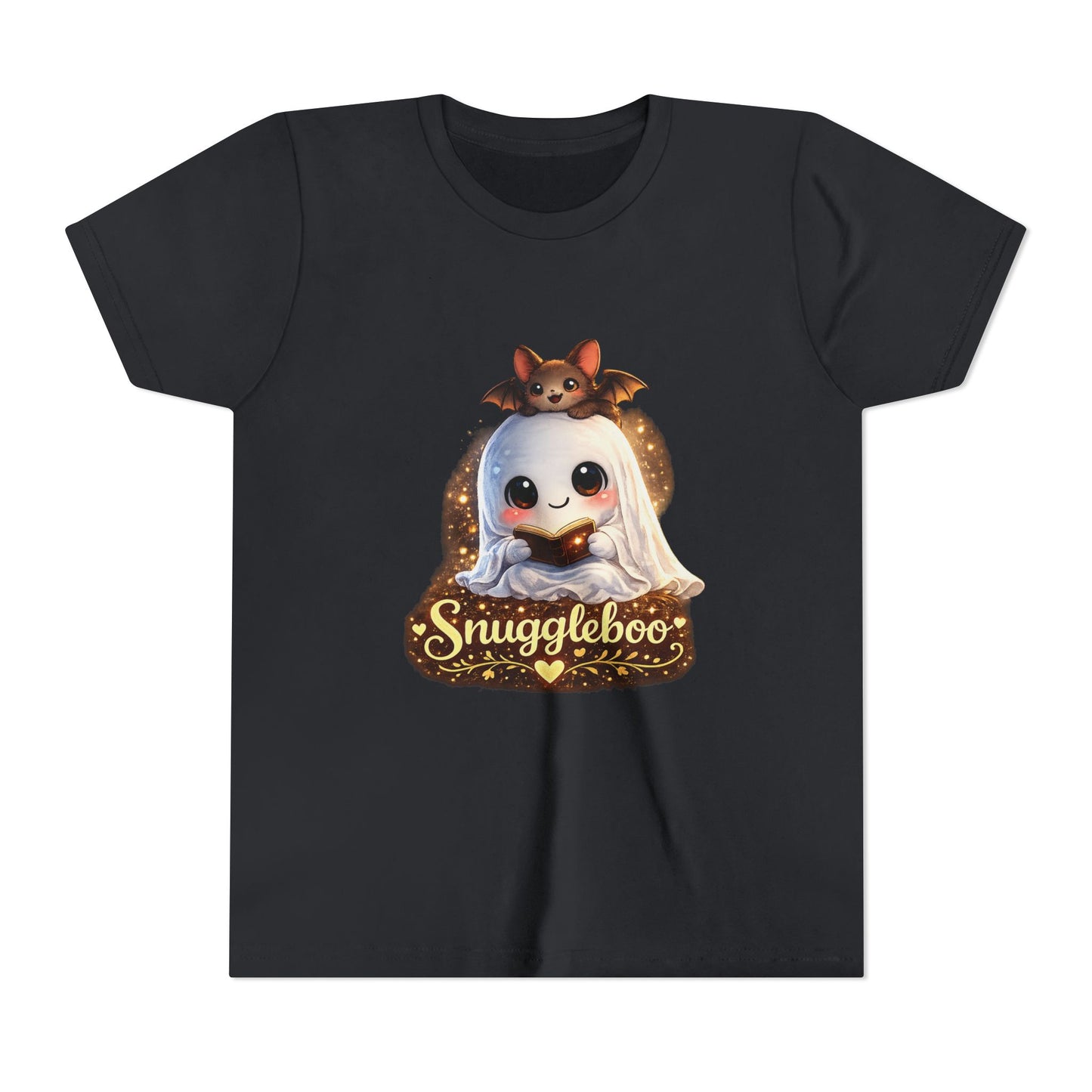 Youth Tee — "Snuggleboo" Cute Ghost & Bat Halloween Shirt