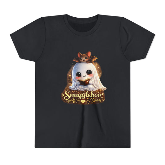 Youth Tee — "Snuggleboo" Cute Ghost & Bat Halloween Shirt
