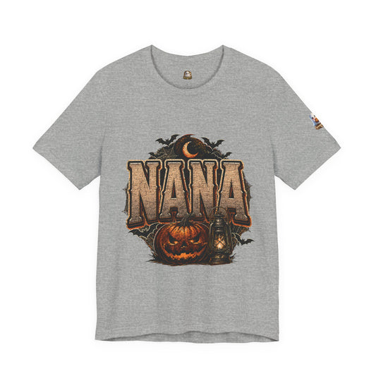 Nana Halloween Tee — Pumpkin, Bats & Lantern Graphic Shirt