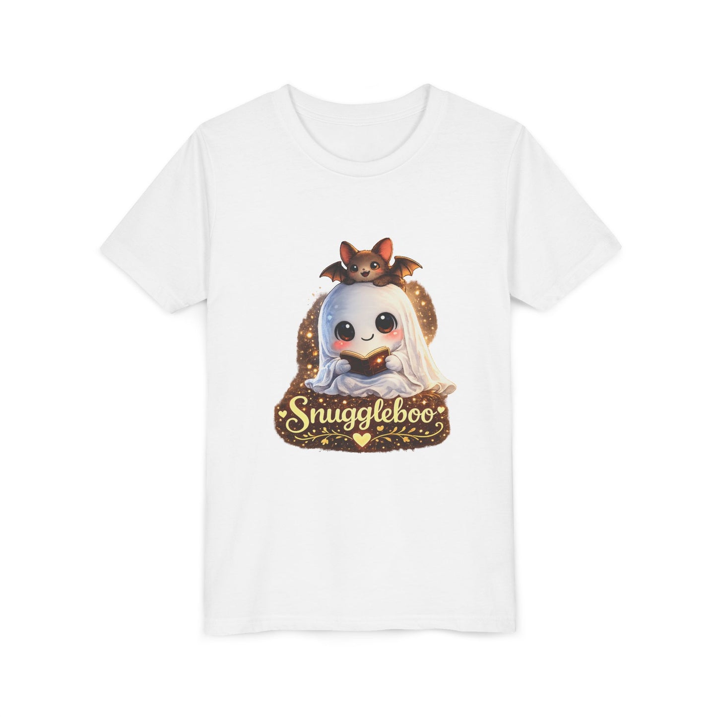 Youth Tee — "Snuggleboo" Cute Ghost & Bat Halloween Shirt