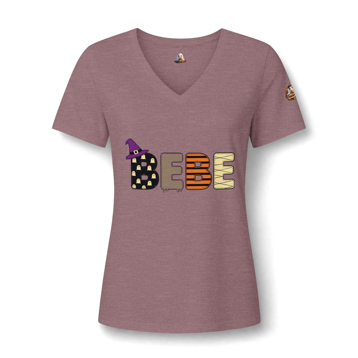 BEBE Halloween Graphic V-Neck Tee