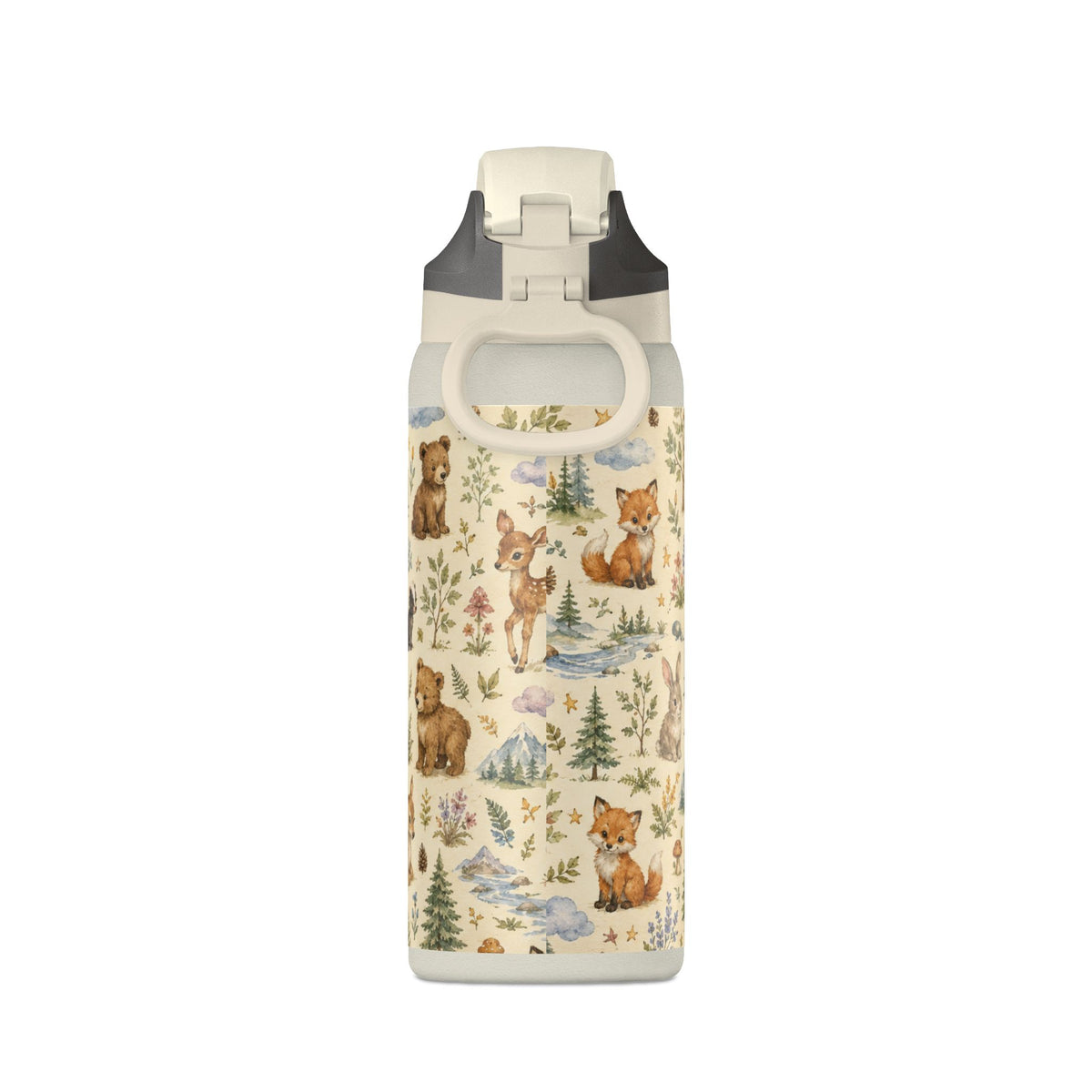 Insulated Water Bottle — Woodland Animals Pattern 32oz