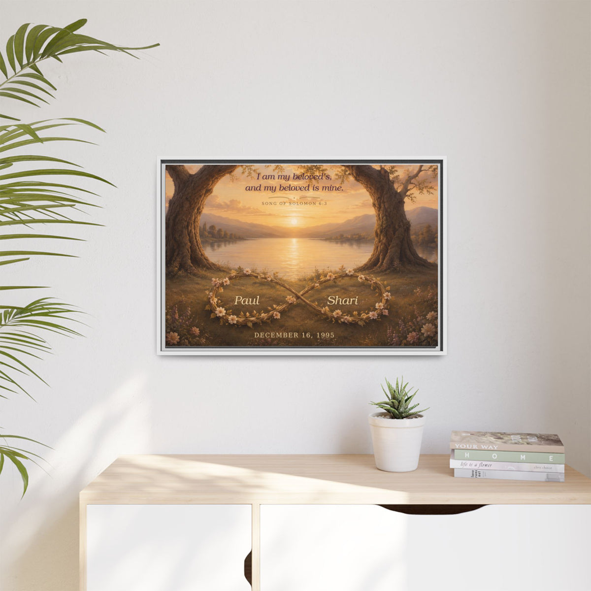 Framed Canvas Print — "I Am My Beloved's" Romantic Sunset Wall Art
