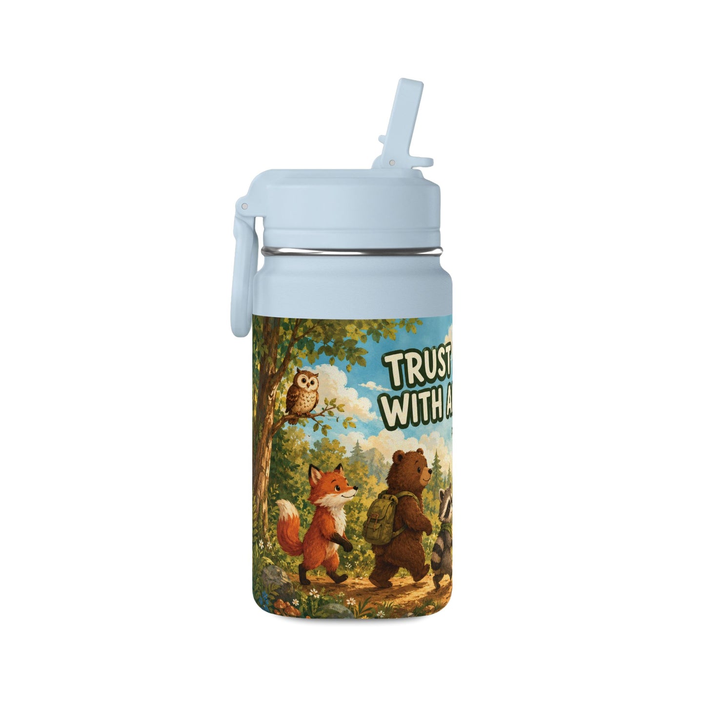 Kids Mini Water Bottle – "Trust in the Lord" Woodland Animals 14oz