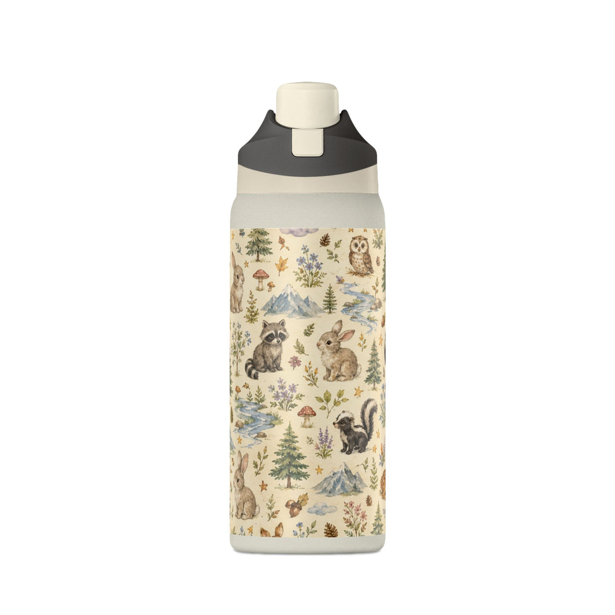 Insulated Water Bottle — Woodland Animals Pattern 32oz