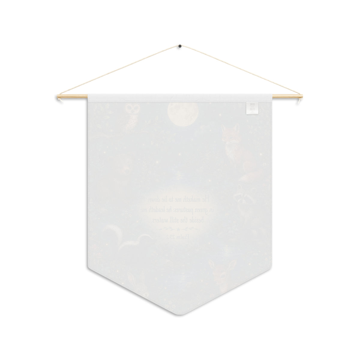 Woodland Night Pennant — "He maketh me to lie down" Psalm 23:2 Wall Banner