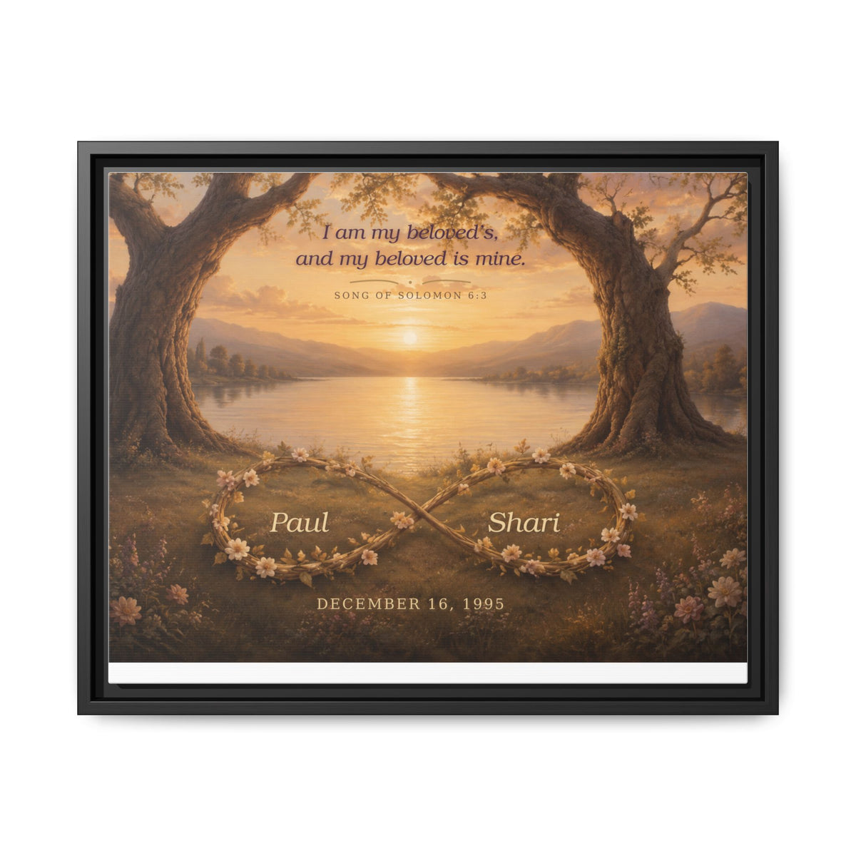 Framed Canvas Print — "I Am My Beloved's" Romantic Sunset Wall Art