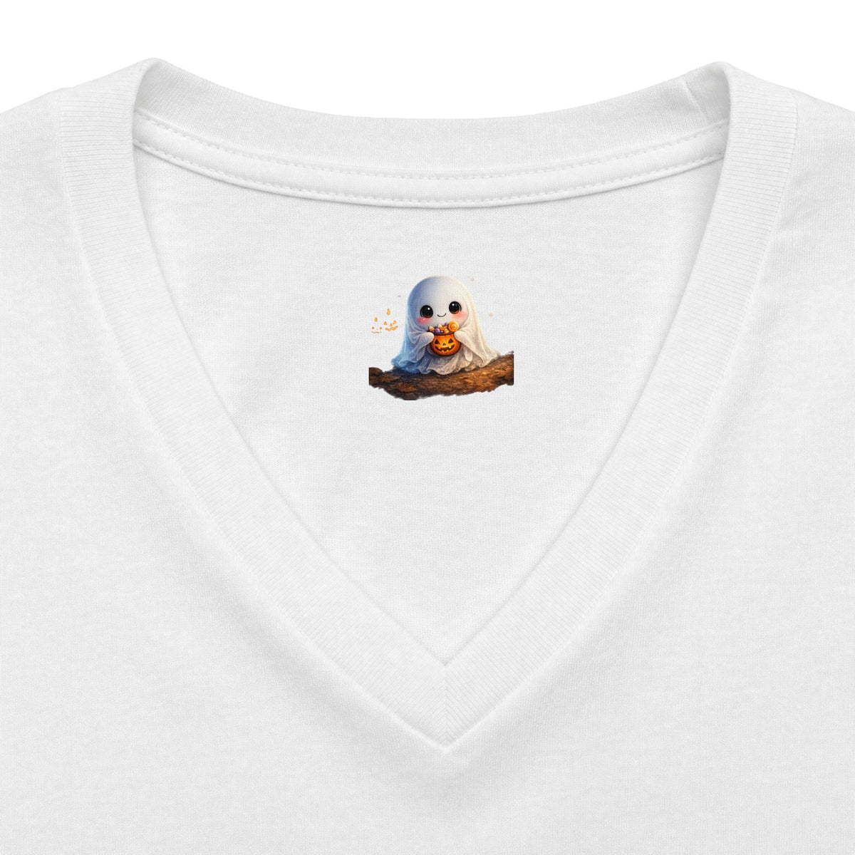 Grandma Halloween V-Neck Tee — Cute Ghost + Spooky Lettering
