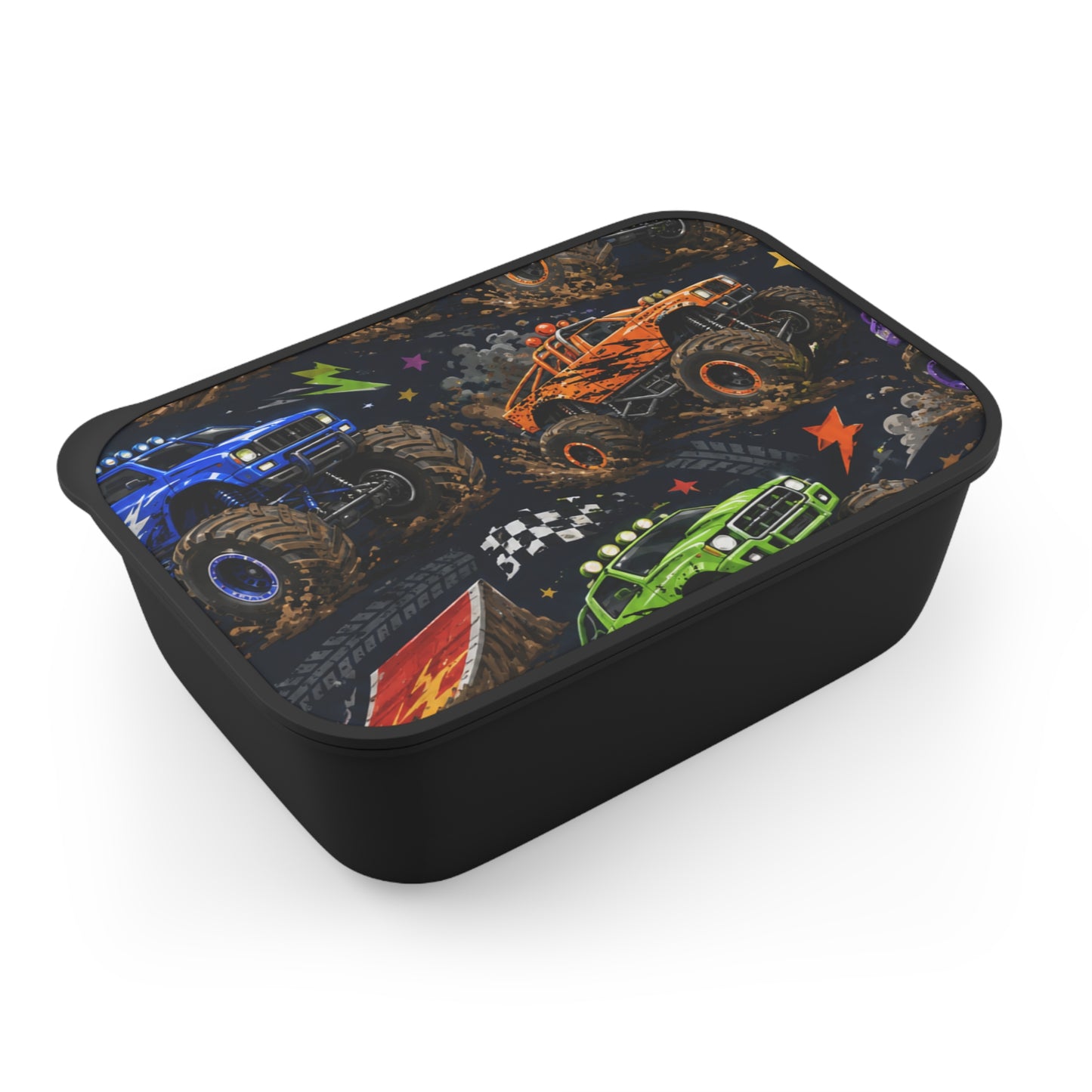 Monster Truck Kids Bento Box with Utensils — Reusable PLA Lunch Container