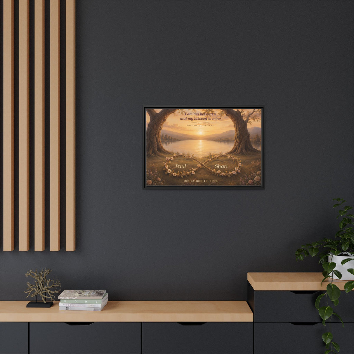 Framed Canvas Print — "I Am My Beloved's" Romantic Sunset Wall Art
