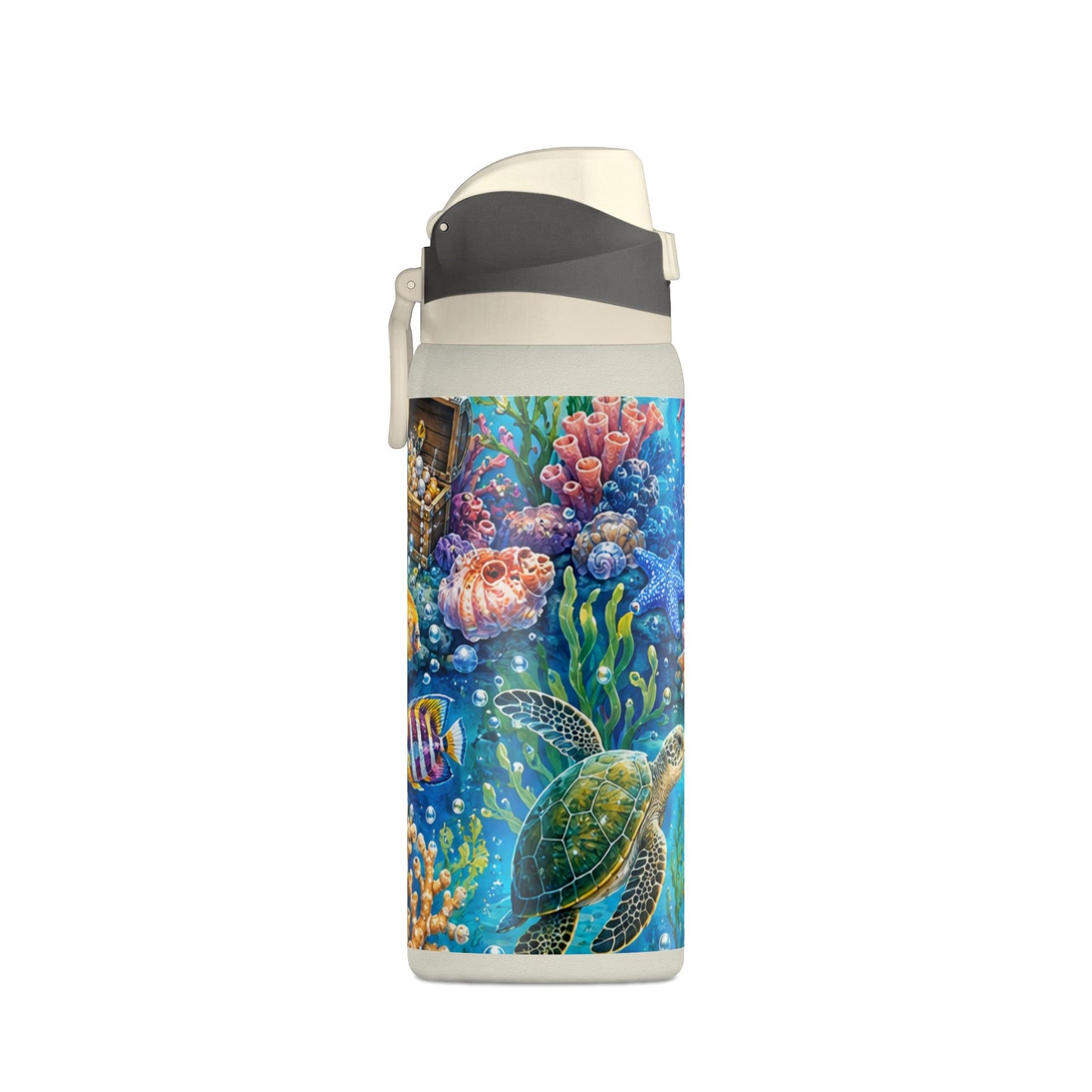 SeaLife 32oz Insulated Water Bottle — Colorful Ocean Turtle & Jellyfish Design