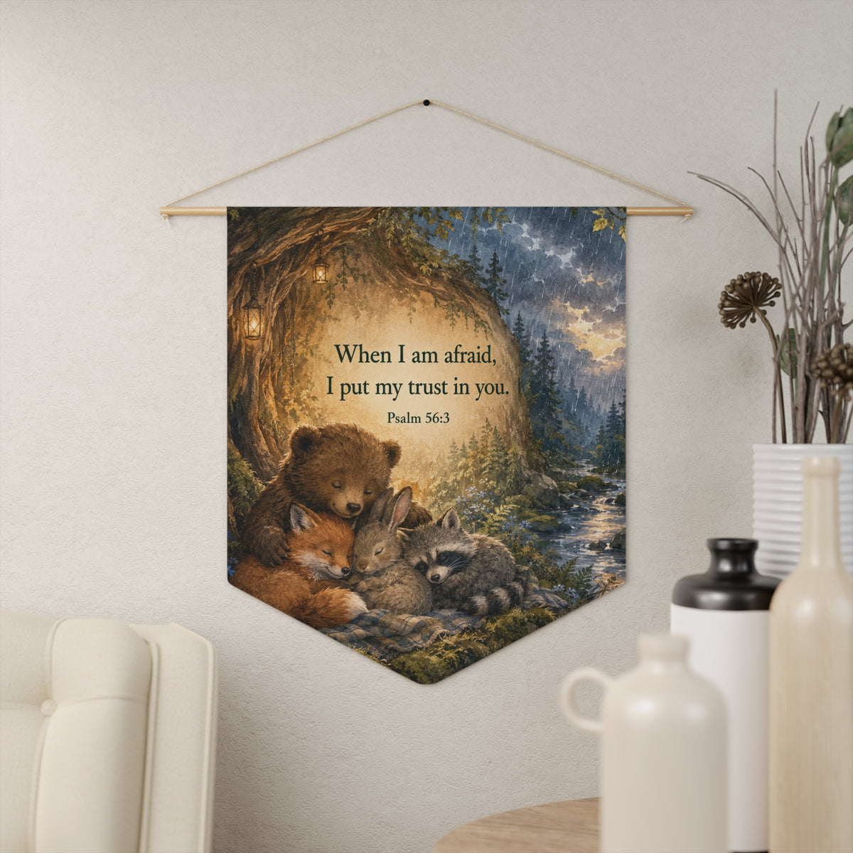Faith Nursery Pennant - "When I am afraid, I put my trust in you" (Psalm 56:3)