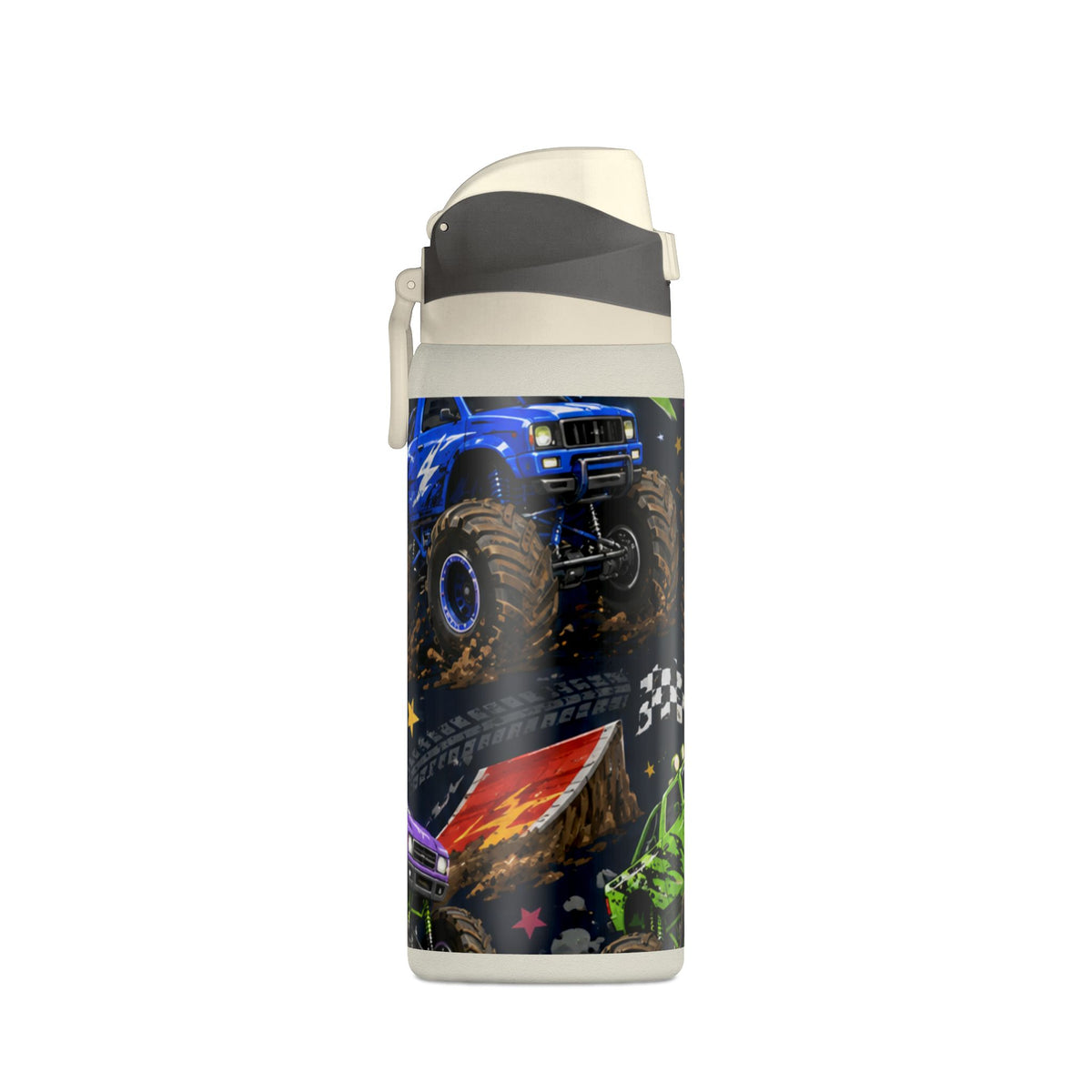 Monster Truck Insulated Water Bottle — 32oz Stainless Steel, Kids Racing Design