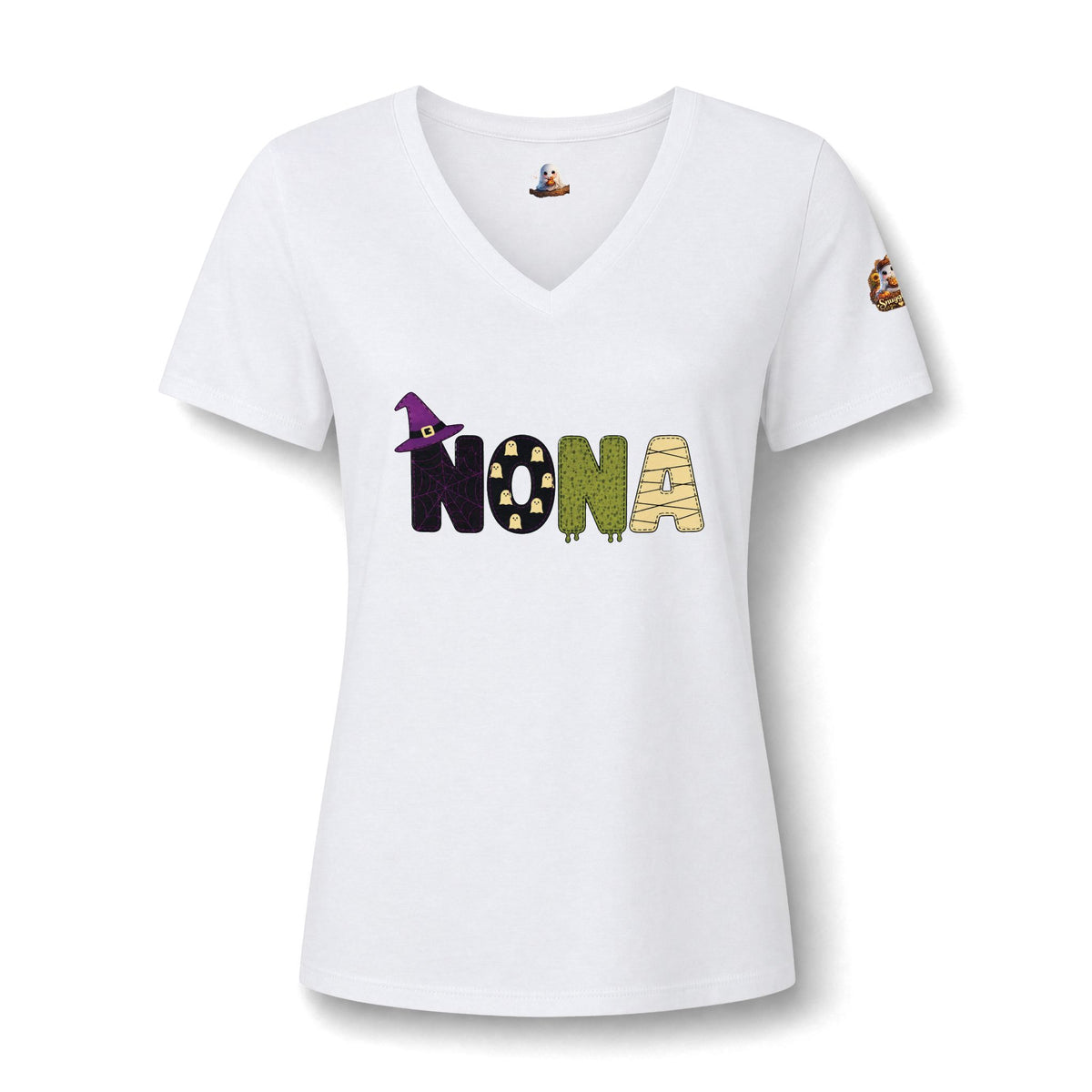 Women's 'Nona' Halloween V-Neck Tee — Cute Seal Costume Graphic