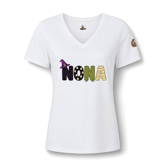 Women's 'Nona' Halloween V-Neck Tee — Cute Seal Costume Graphic