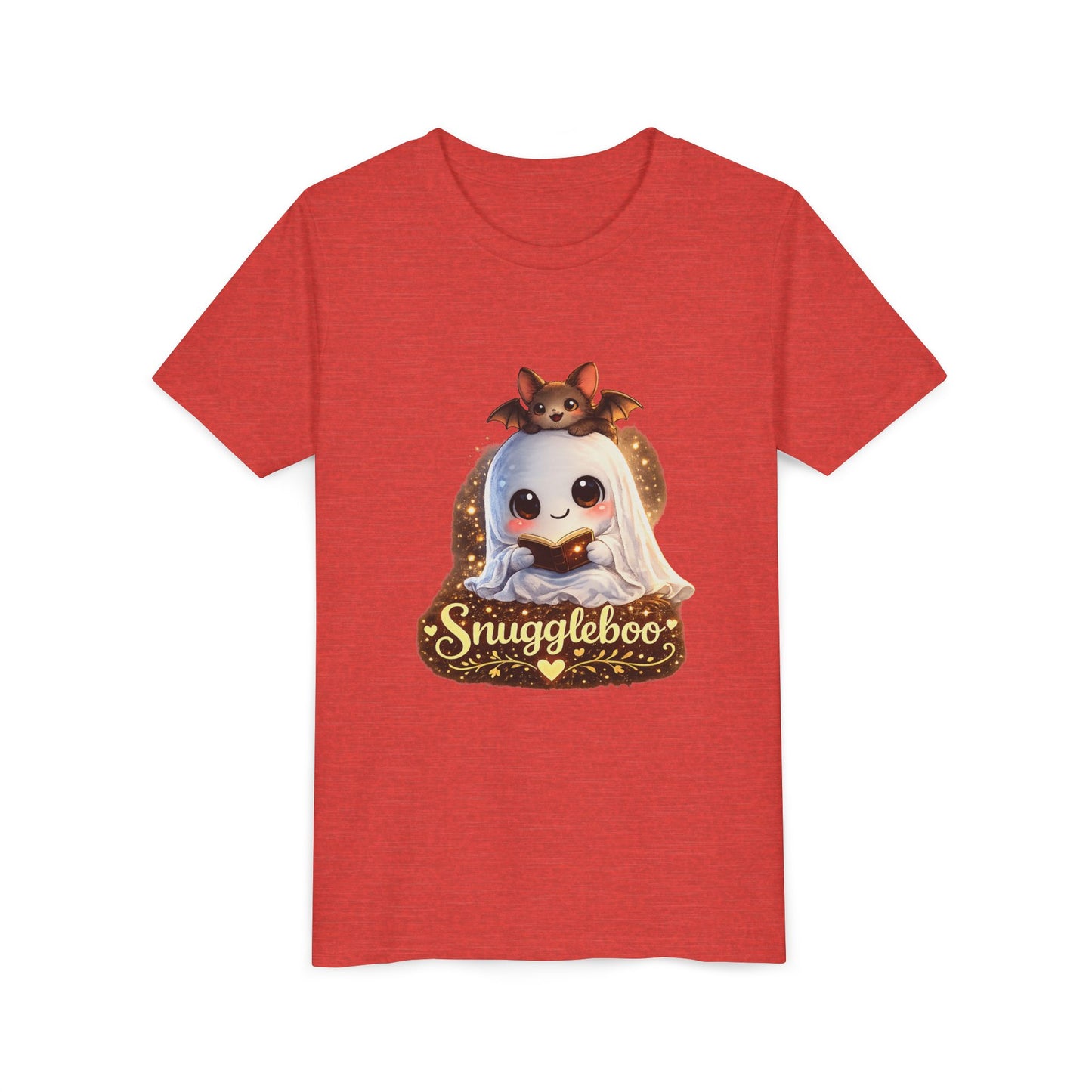 Youth Tee — "Snuggleboo" Cute Ghost & Bat Halloween Shirt
