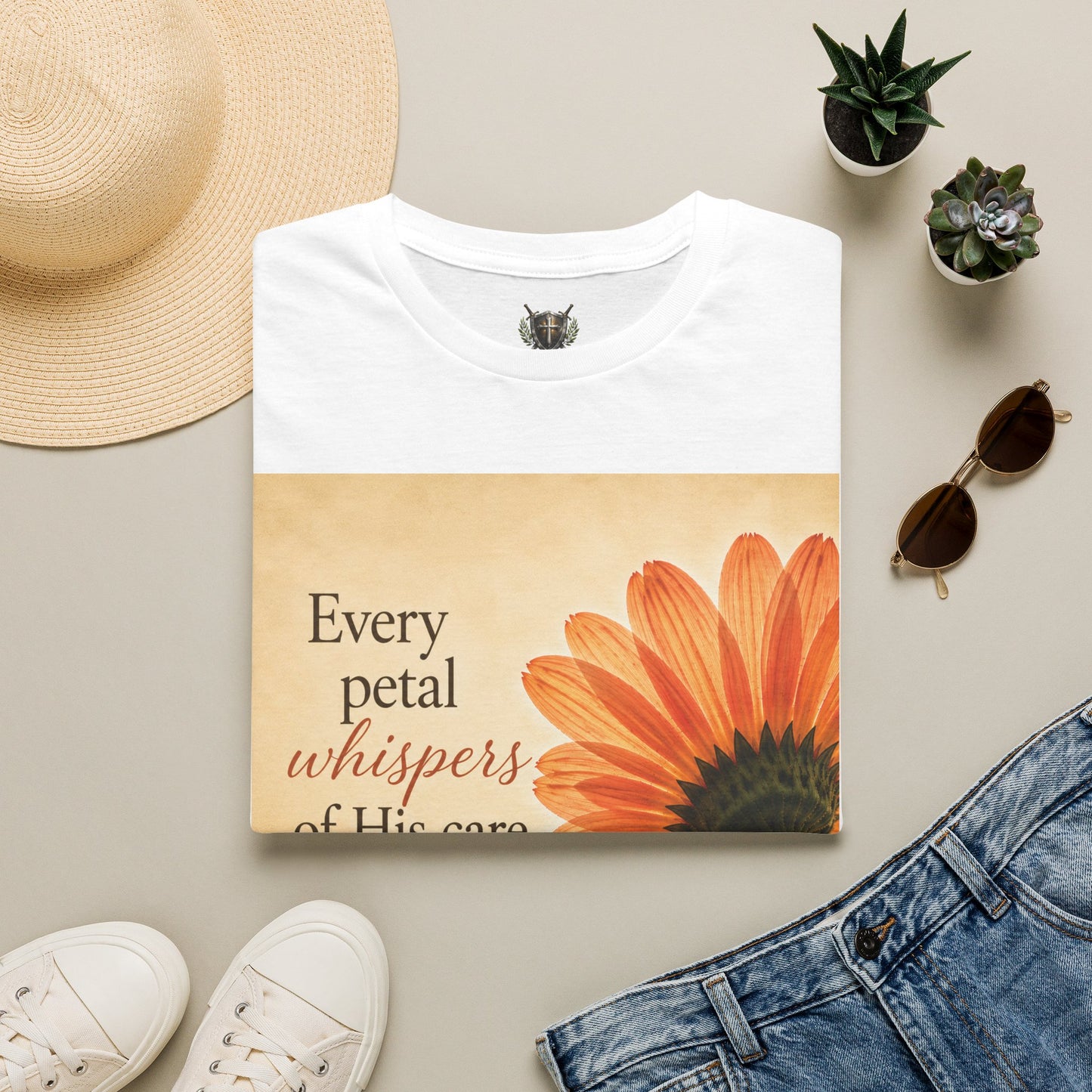 Sunflower Faith T‑Shirt — "Every Petal Whispers of His Care" Inspirational Tee