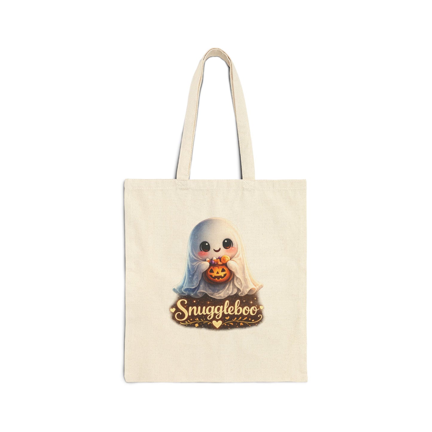 Ghost Snuggles Tote — Cute Halloween Cotton Canvas Bag